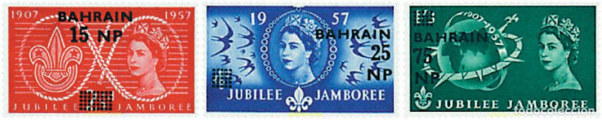 Sellos: 38750 MNH BAHREIN 1957 CENTENARIO DE LORD BADEN-POWELL Y 50 ANIVERSARIO DEL ESCULTISMO