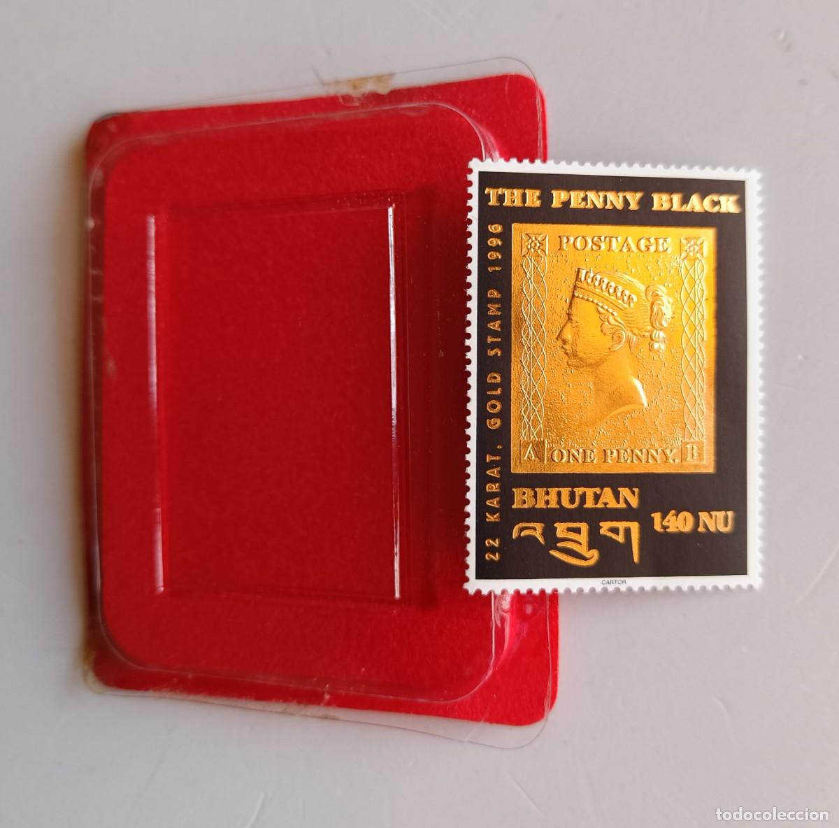 Sellos: SELLO DE BHUTAN 140 NU - 22 K GOLD STAMP 1996 - THE PENNY BLACK