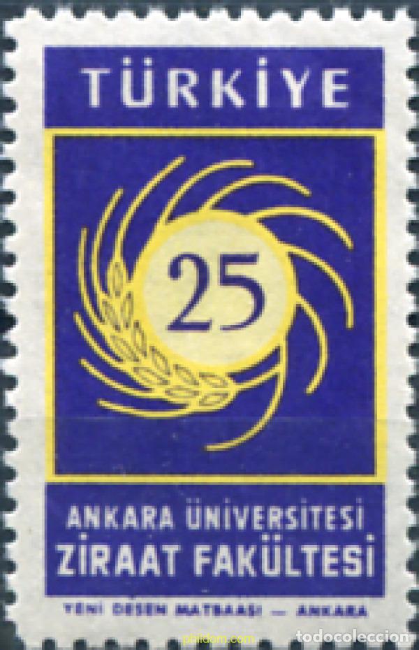 Sellos: 171811 MNH TURQUIA 1959 25 ANIVERSARIO DE LA FACULTAD DE AGRICUTURA DE LA UNIVERSIDAD DE ANKARA