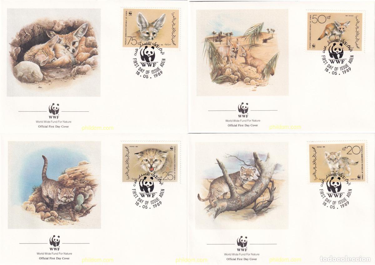 Sellos: 24741 MNH YEMEN DEL SUR 1989 GATO ARENA, FENEC