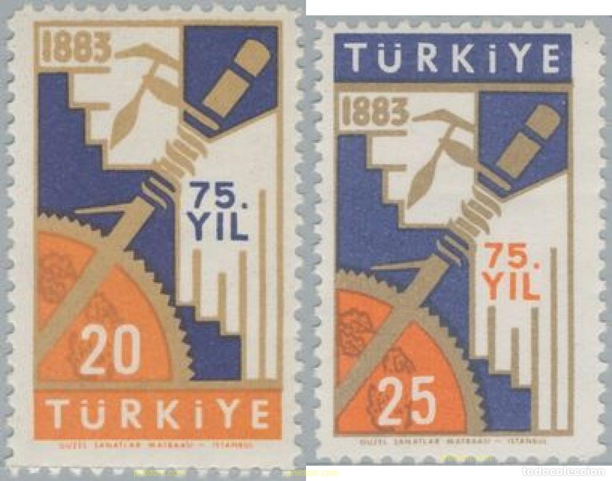 Sellos: 171733 MNH TURQUIA 1958 75 ANIVERSARIO DE LA ESCUELA SUPERIOR DE COMERCIO