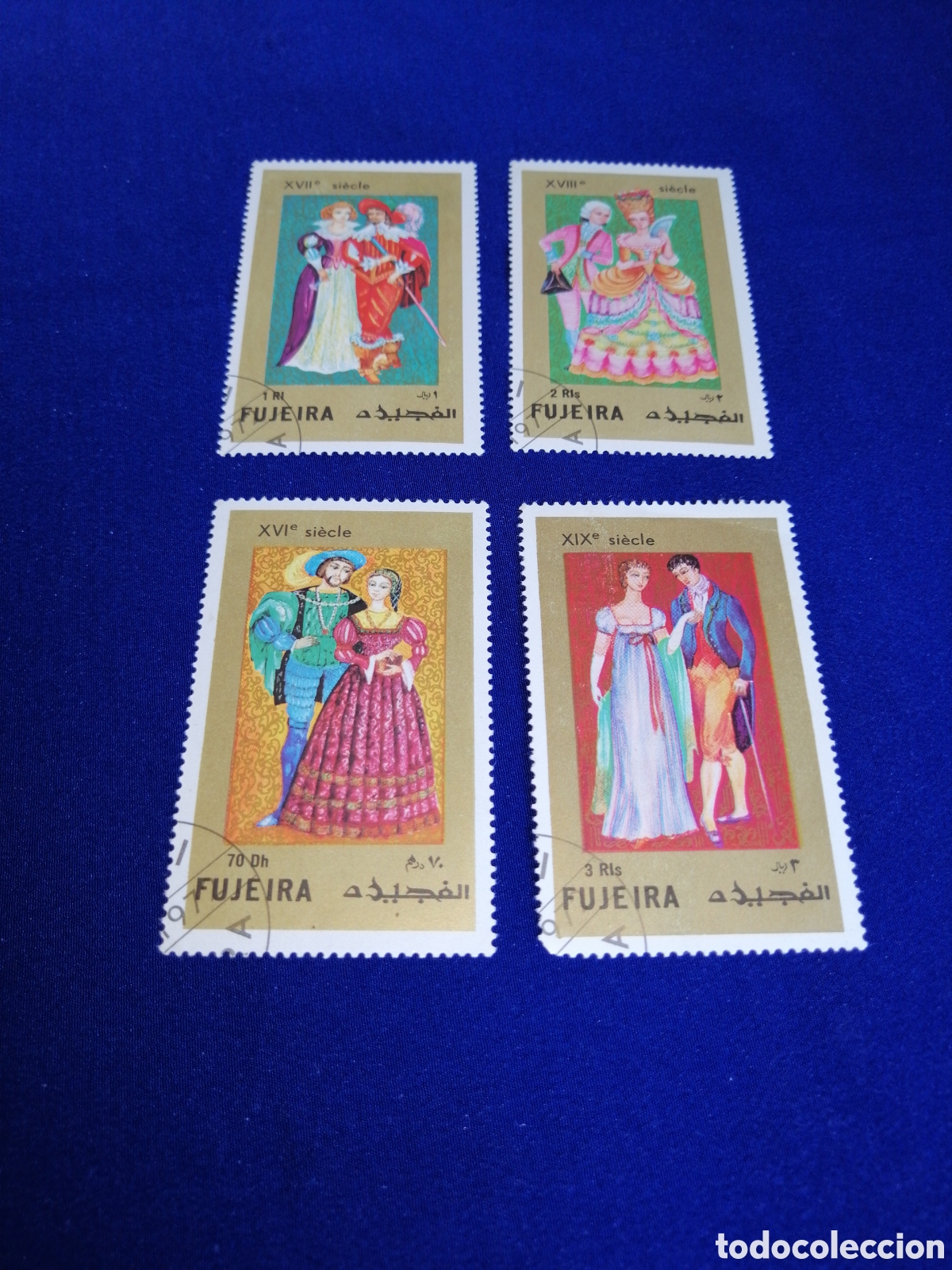 Sellos: FUJEIRA EMIRATOS &Aacute;RABES LOTE PINTURA SELLO USADO MATASELLADOS