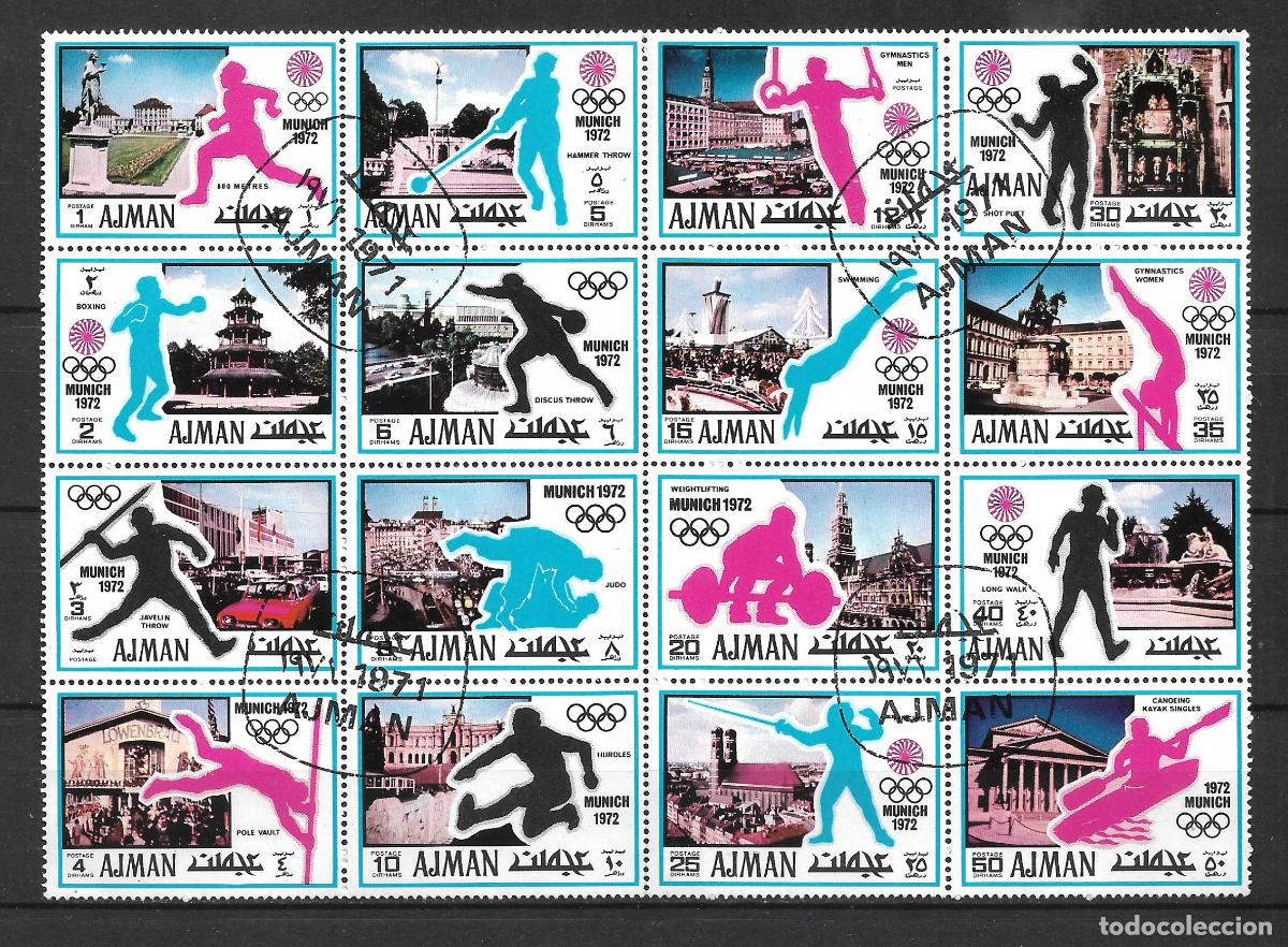 Sellos: ajman state hoja bloque usado olimpiadas - 29/5