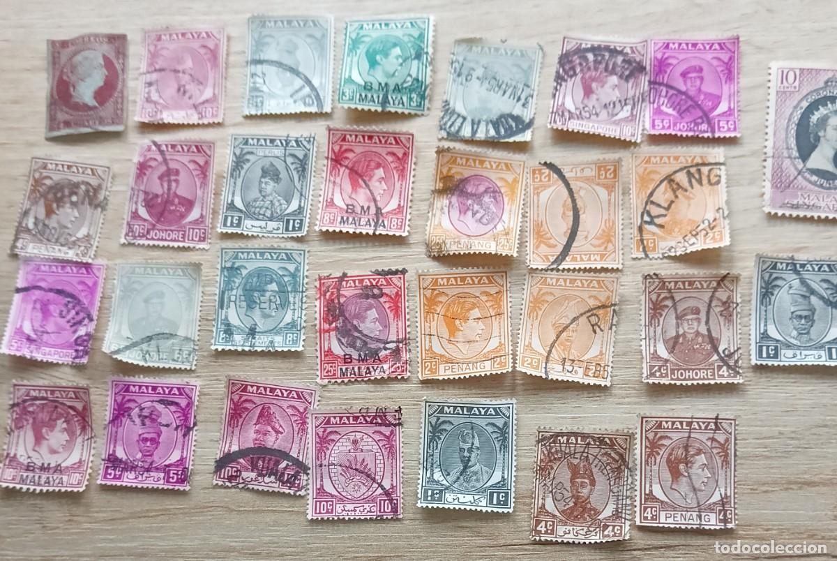 Sellos: lote de 30 sellos antiguos malaya(29 peque&ntilde;os y uno grande)