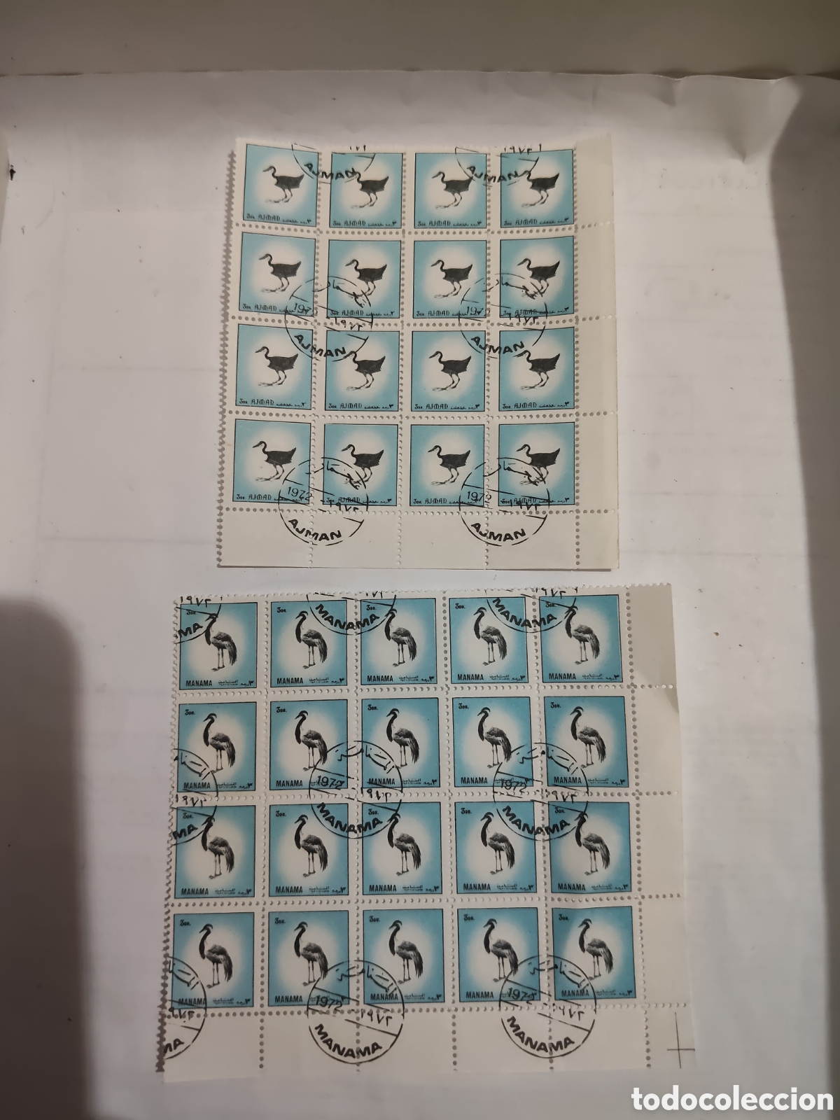 Sellos: 36 sellos de Ajman y Manama en bloques de 16 y 20 Fauna 1972