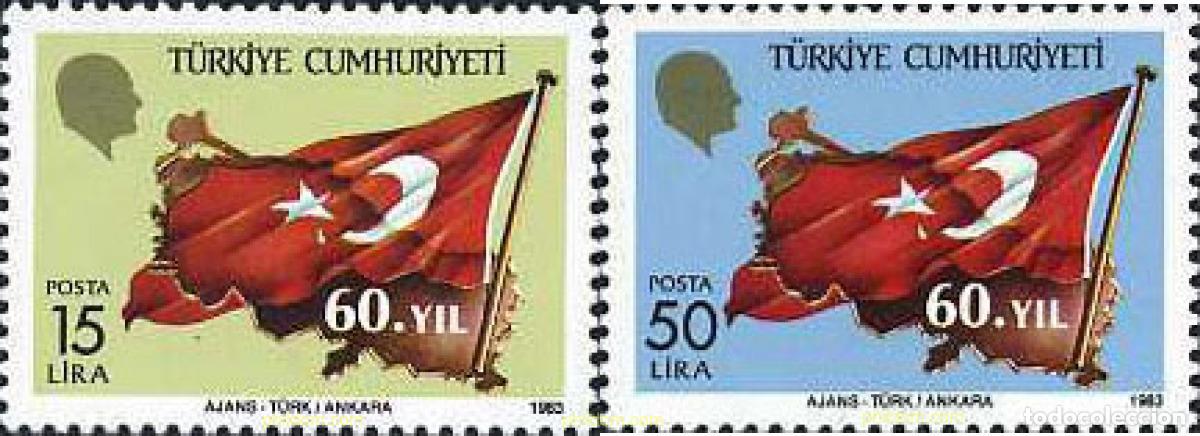 Sellos: 173175 MNH TURQUIA 1983 60 ANIVERSARIO DE LA REPUBLICA
