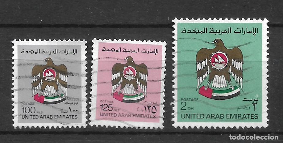 Sellos: emiratos arabes 1982-86 scott 148+150+152 usado - 11/34