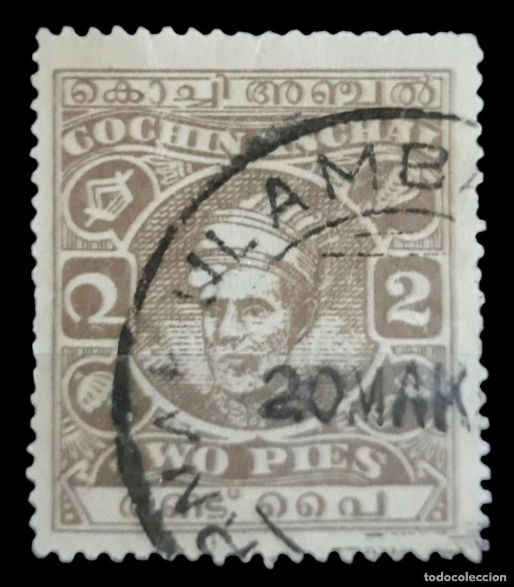 Sellos: COCHIN 1943 Maharaja Kerala Varma VI. USADO.