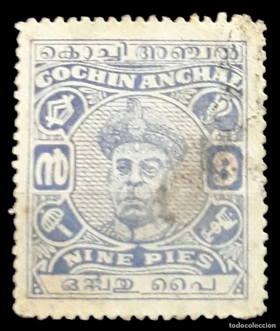 Sellos: COCHIN 1946 -1948 Maharaja Kerala Varma VII. USADO.