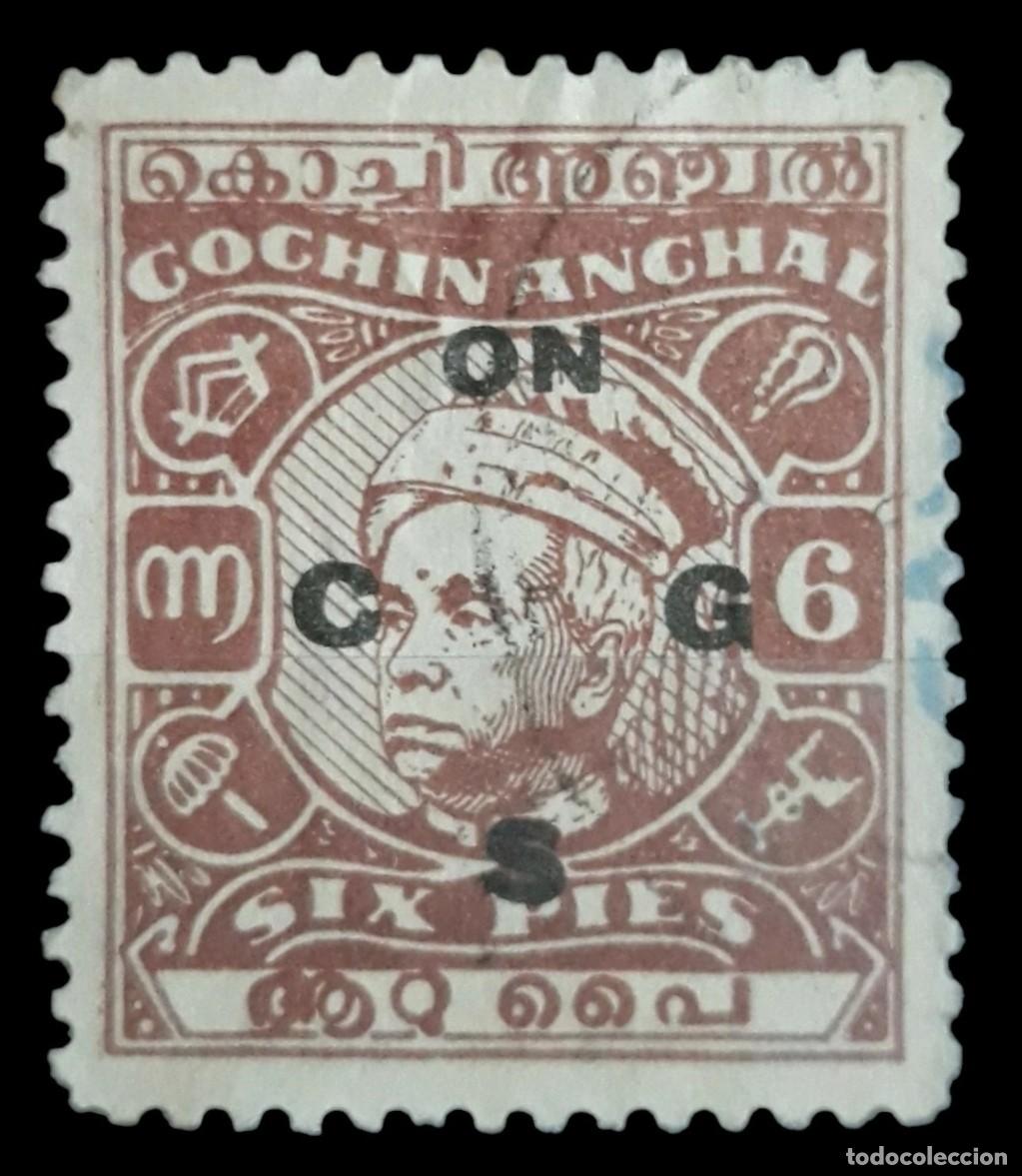 Sellos: COCHIN 1948 Maharaja Rama Varma III - Sobrecargado - Oficial. USADO.