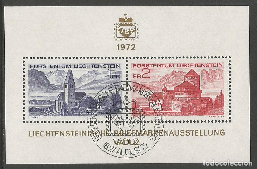 Sellos: PRINCOPADO DE LIECHTENSTEIN - 1972 EXPOSICI&Oacute;N FILAT&Eacute;LICA EN VADUZ - BLOQUE ESTAMPADO