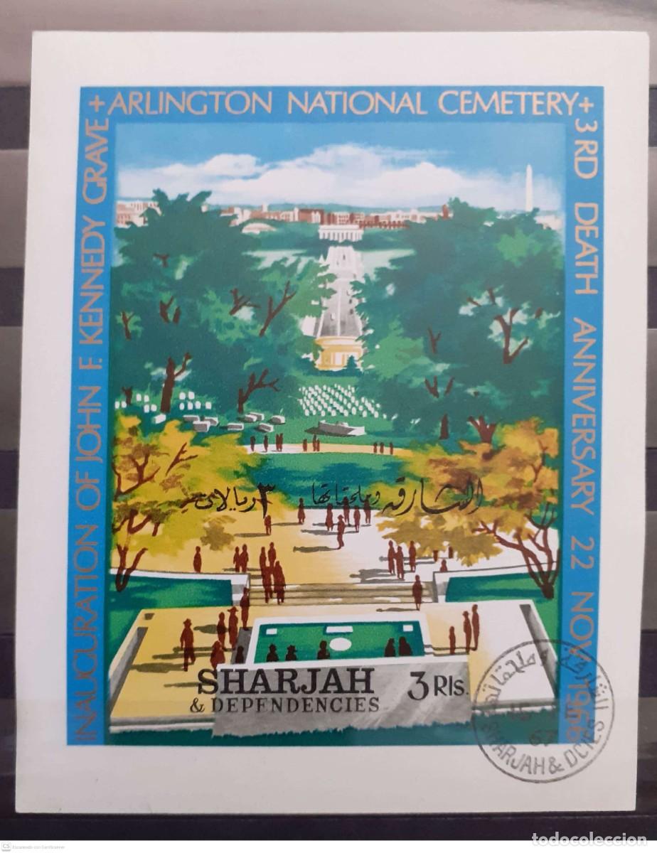 Sellos: SHARJAH Bloc. n&deg; 20B&deg; Tercer aniversario del fallecimiento de Kennedy. Cementerio de Arlington