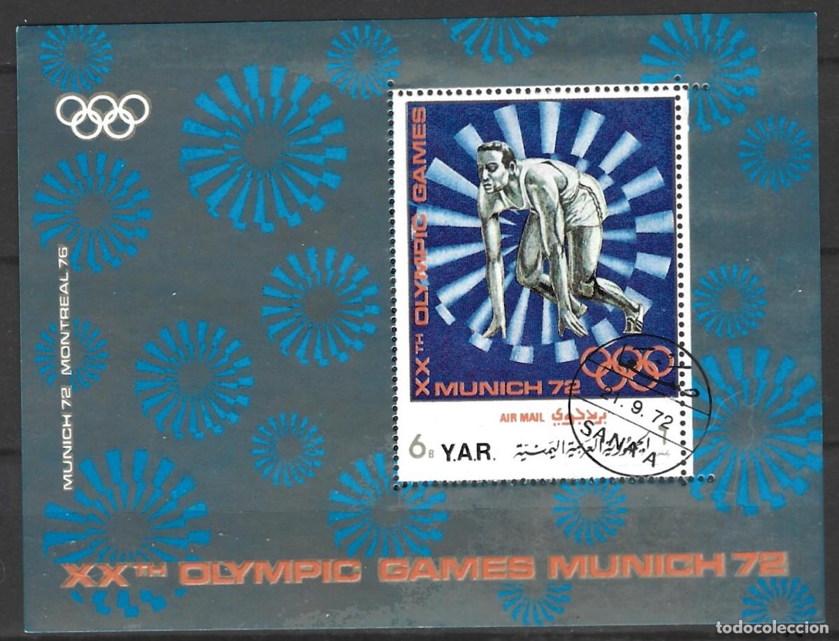 Sellos: Y.A.R. - BLOQUE DE LA OLIMPIADA DE ALEMANIA / MUNICH 1972 - ESTAMPADO