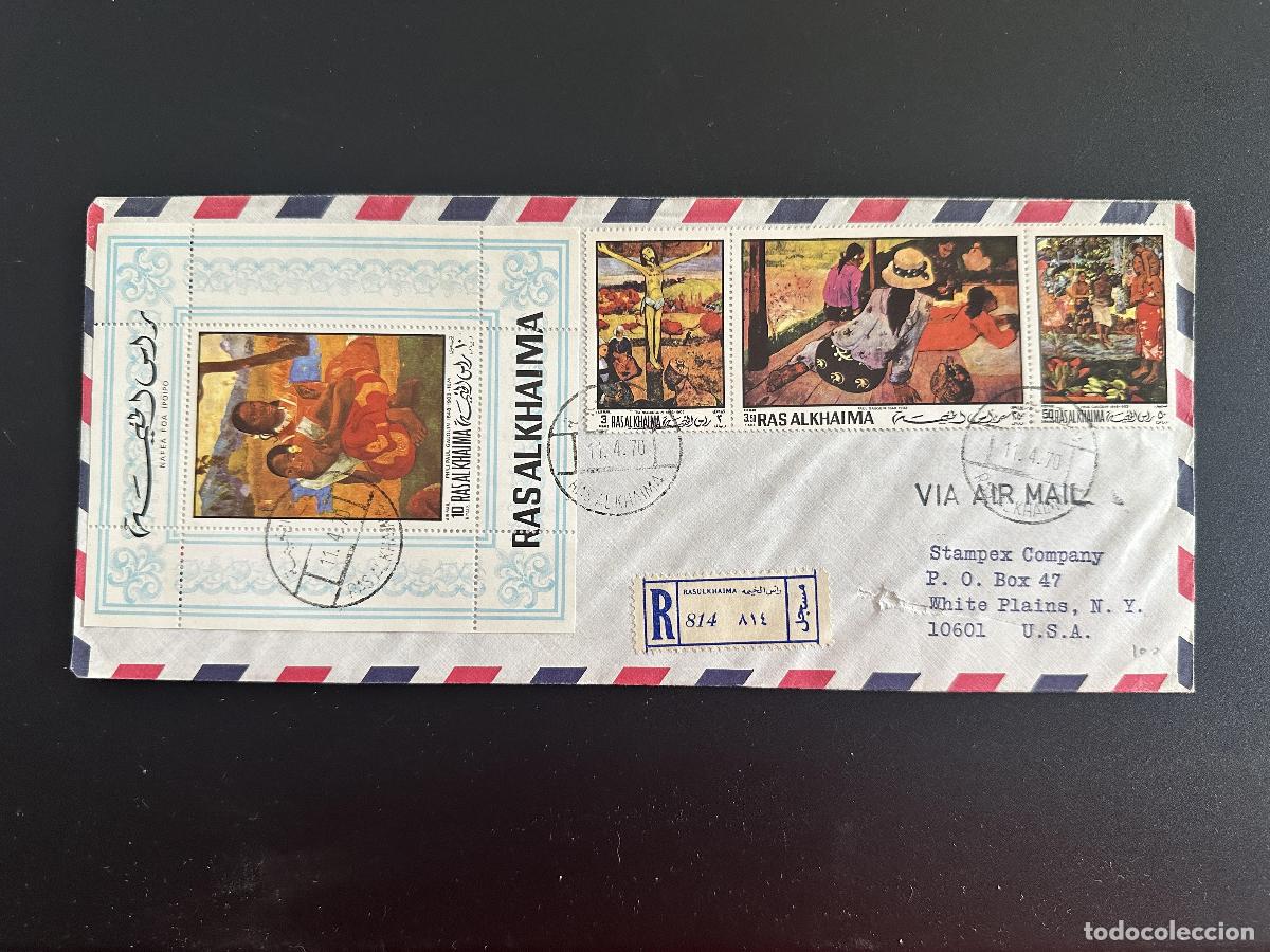 Sellos: Ras Al Khaima 1970 Mi. 392 - 394 Carta certificada Gobierno de Gauguin