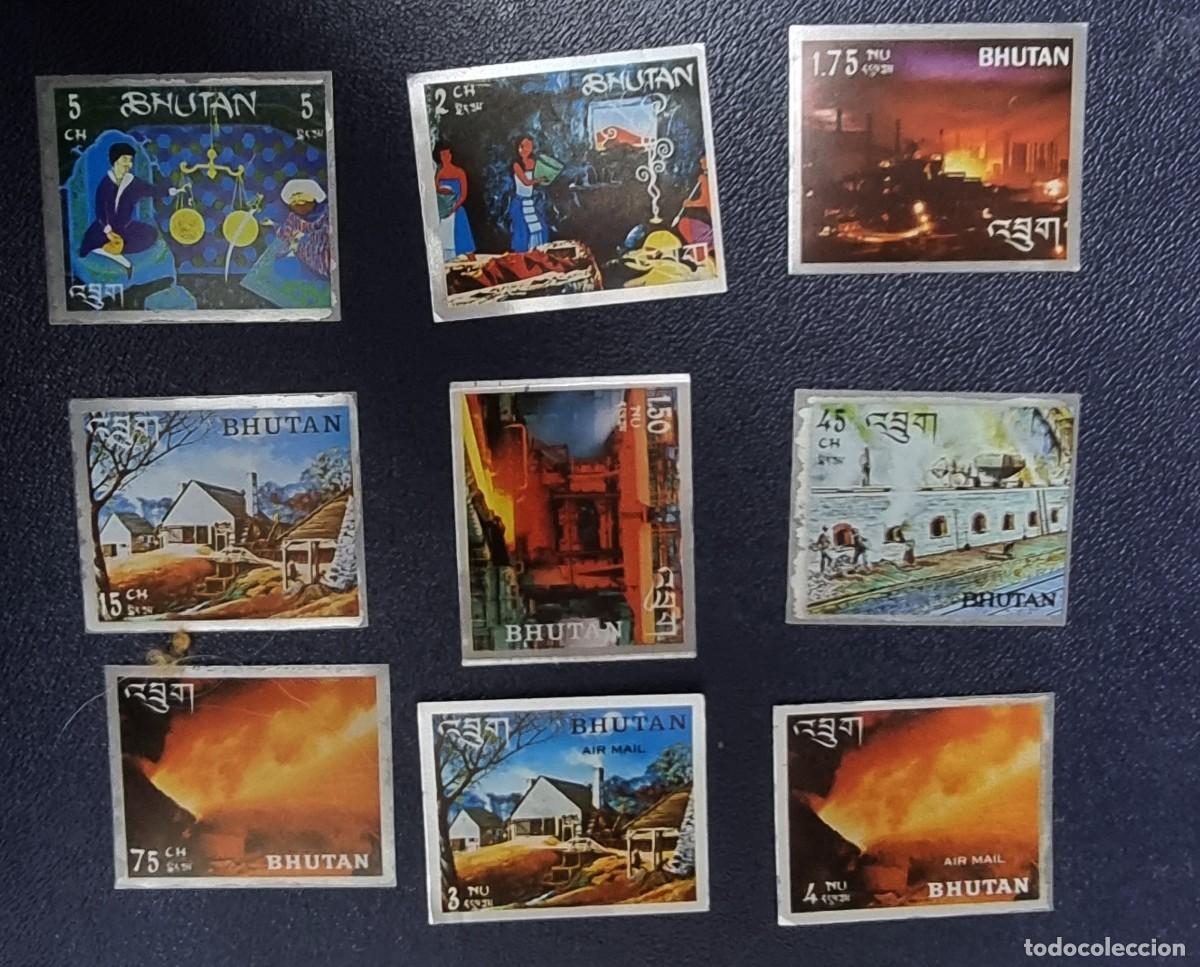 Sellos: 9 SELLOS DE BUTAN - BHUTAN 1969 - SELLOS LAMINA DE ACERO 1969 NUEVOS BUTAN