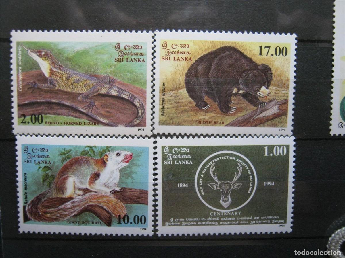 Sellos: SRI LANKA 1994 FAUNA SERIE YVERT 1052/1055 VLH* LUJO.