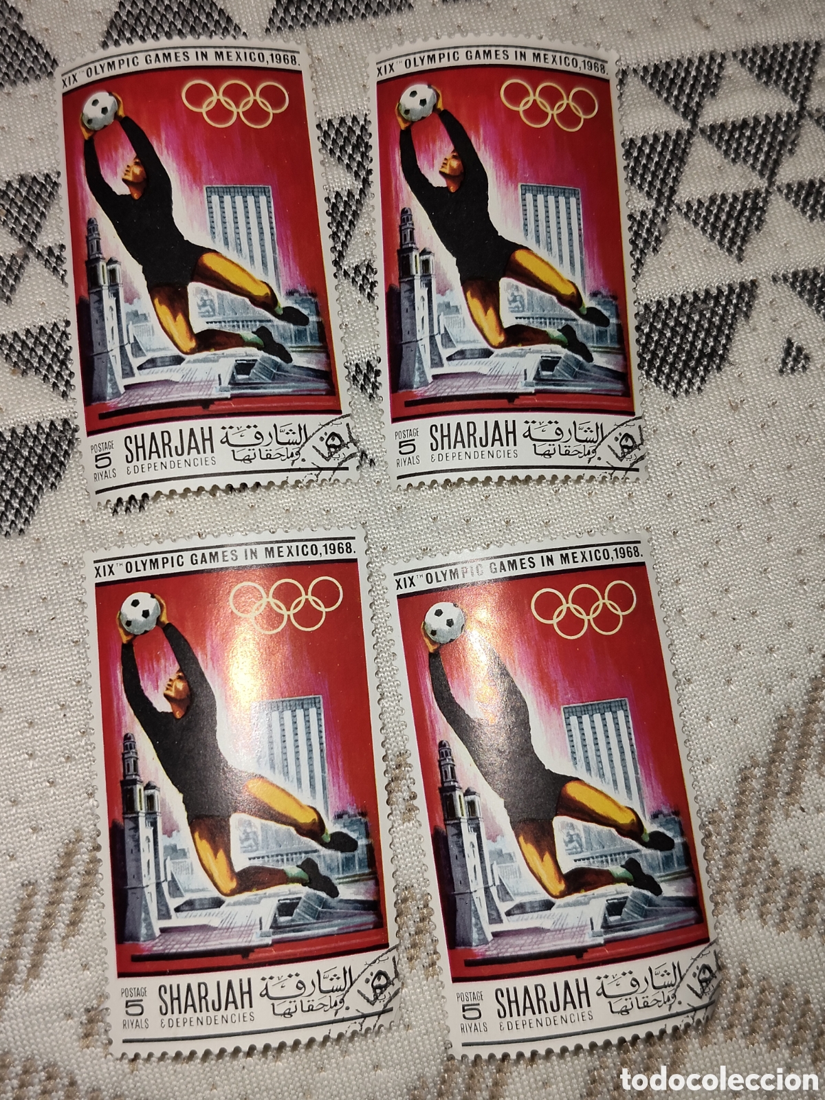 Sellos: 4 sellos de Sharjah juegos Ol&iacute;mpicos M&eacute;xico 68