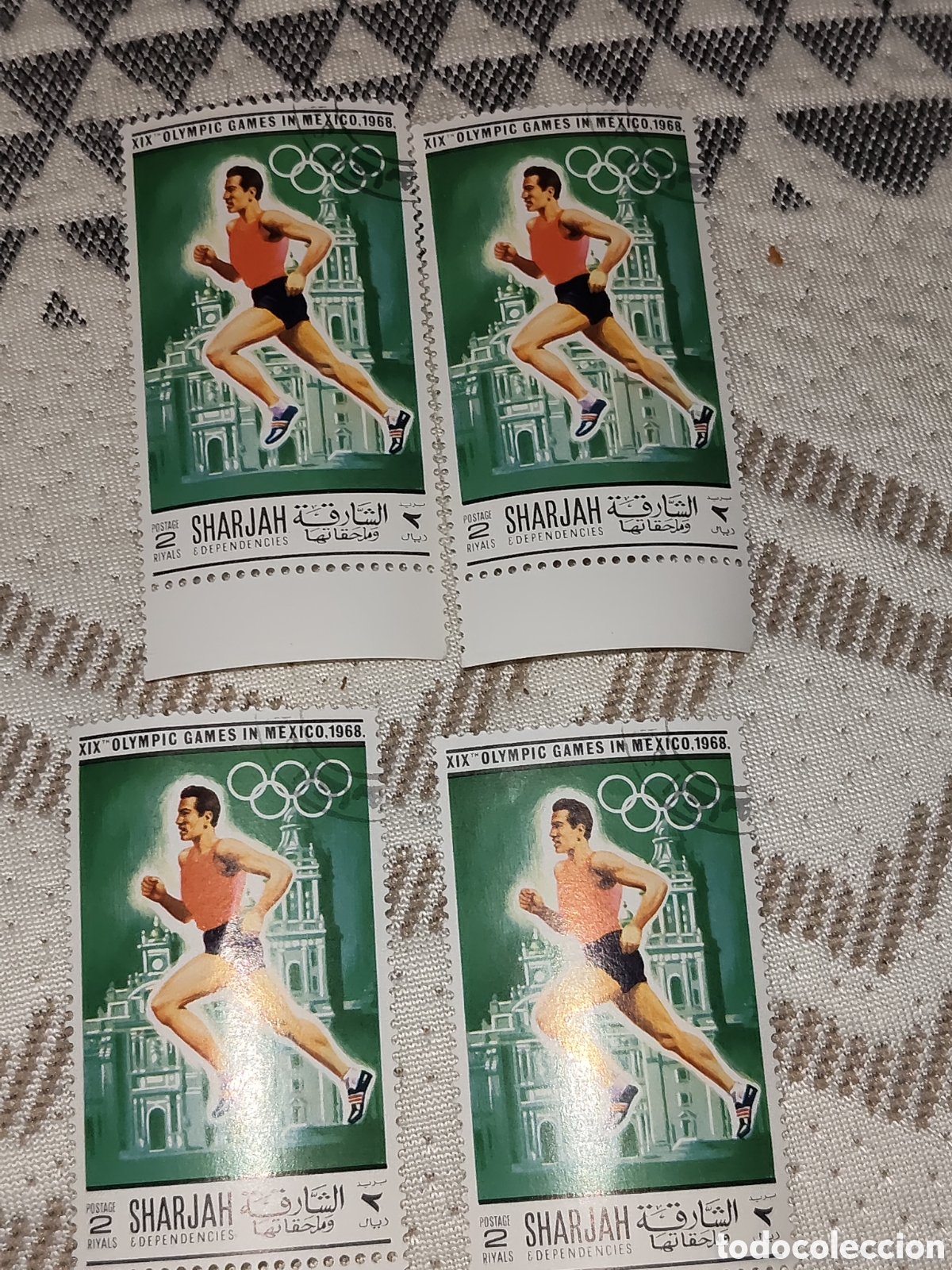 Sellos: 4 sellos de Sharjah juegos Ol&iacute;mpicos M&eacute;xico 68 muy buenos