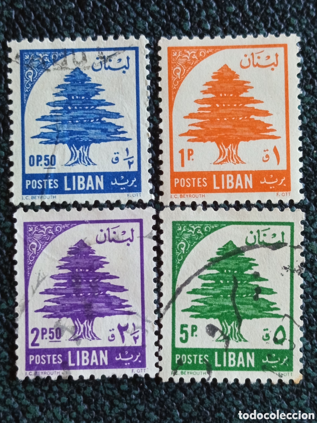 Sellos: Libano 1930/36 Cedro Serie Definitiva Lote 4 Valores Yvert 112/115 MH/Usad