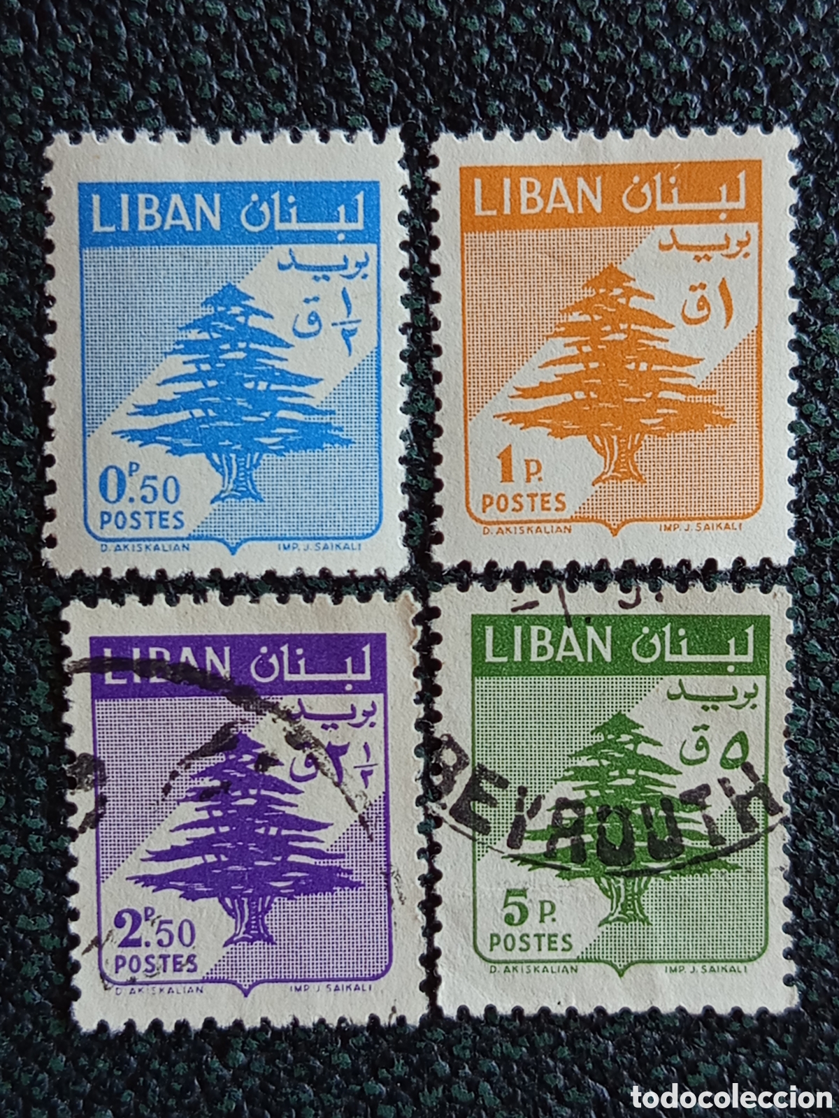 Sellos: Libano 1937/41 Cedro Serie Definitiva Lote 4 Valores Yvert 162/165 MH/Usad