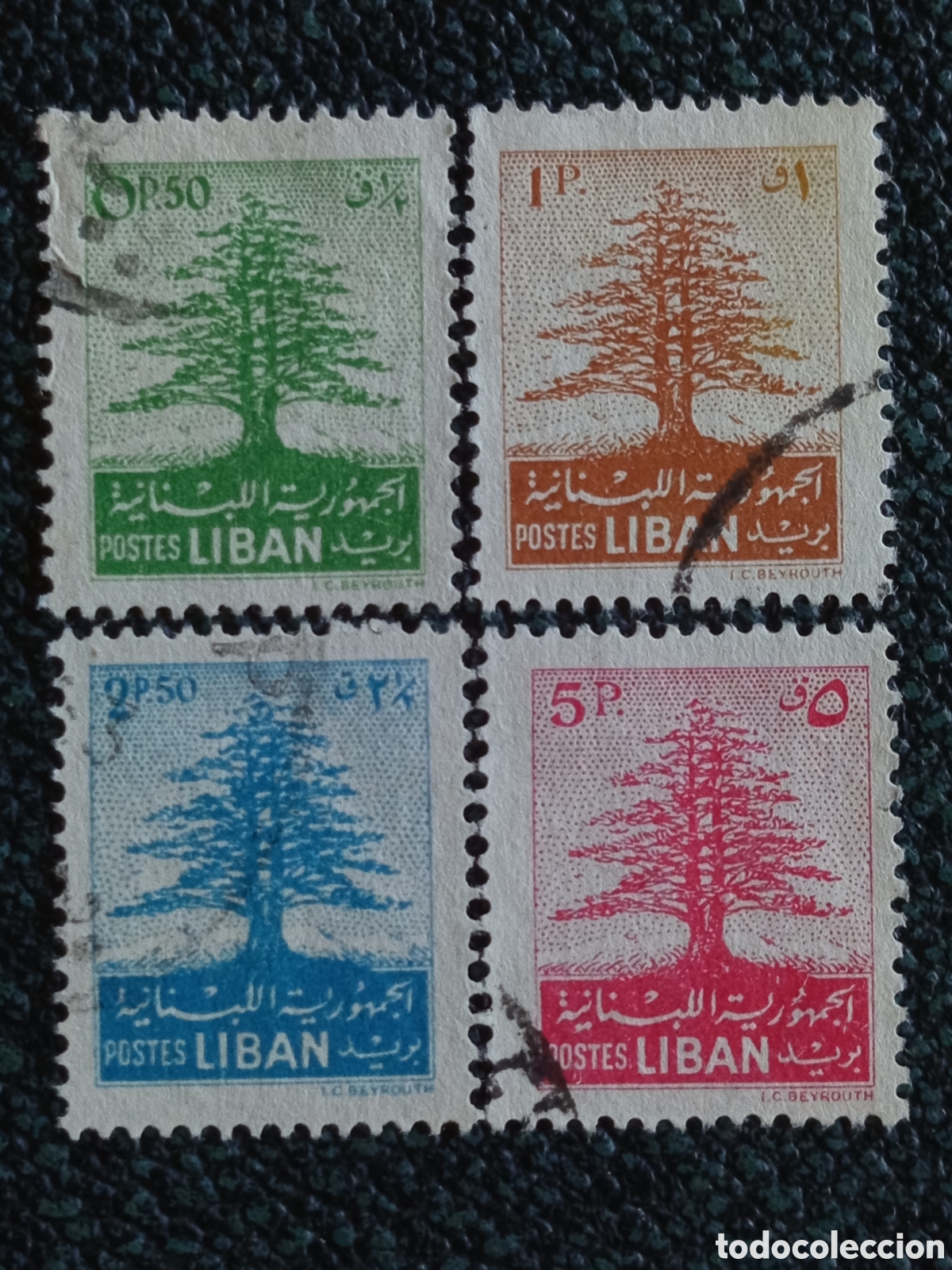 Sellos: Libano 1930/36 Cedro Serie Definitiva Lote 4 Valores Yvert 112/115 Usados
