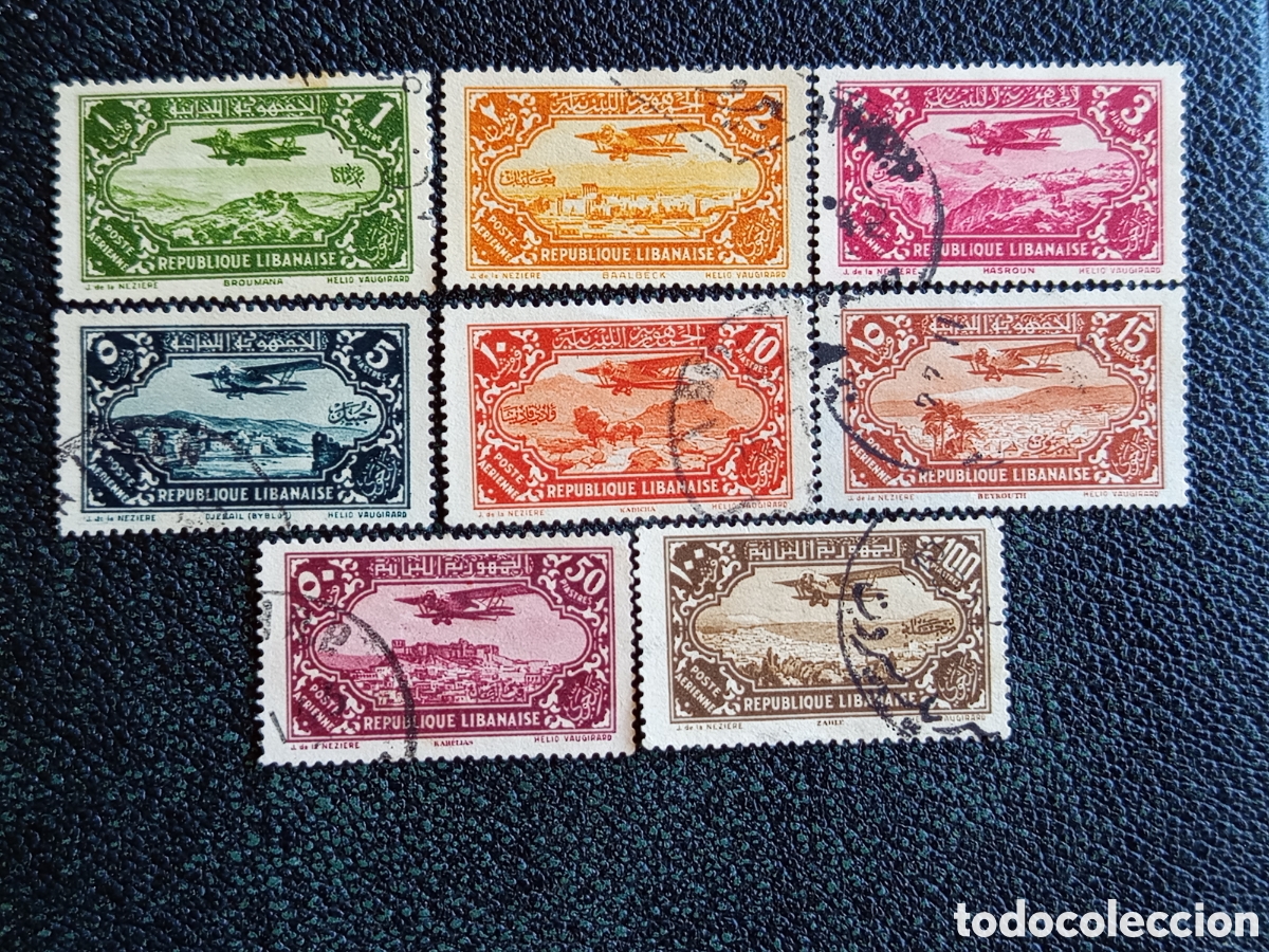 Sellos: Libano 1930/31 Correo Aereo Paisajes Serie Definitiva 8V Yvert Usados