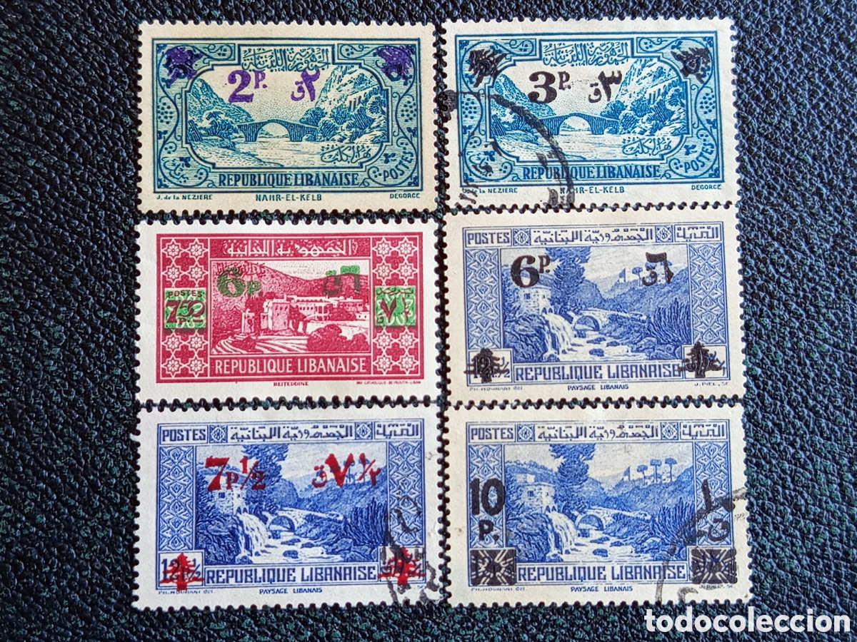 Sellos: Libano 1930/42 Definitivos Nahr-El-Kelb y Paisajes 6V Yvert MH/Usad