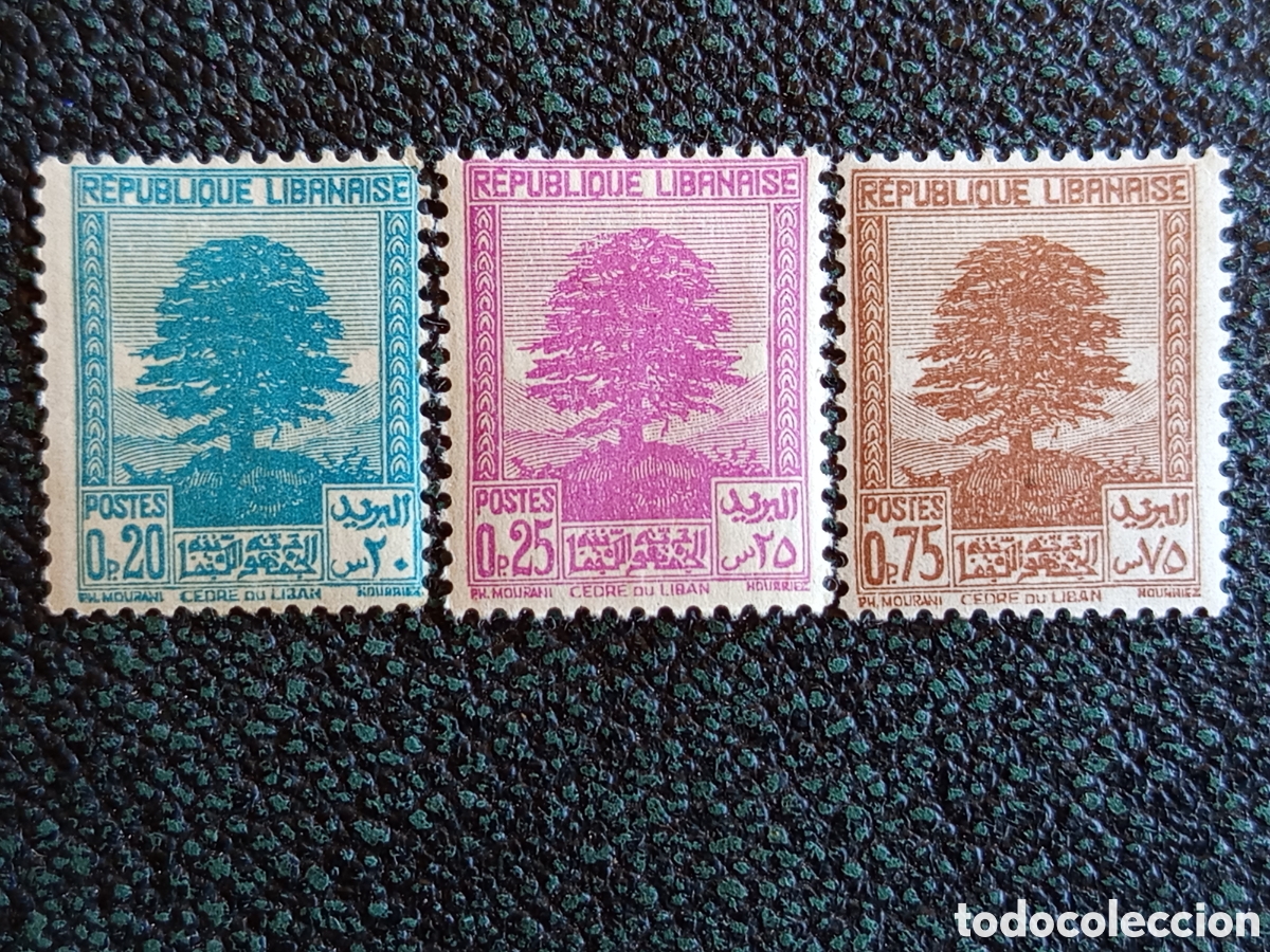 Sellos: Libano 1937 Cedro del Libano Serie Definitiva 3V Yvert MH