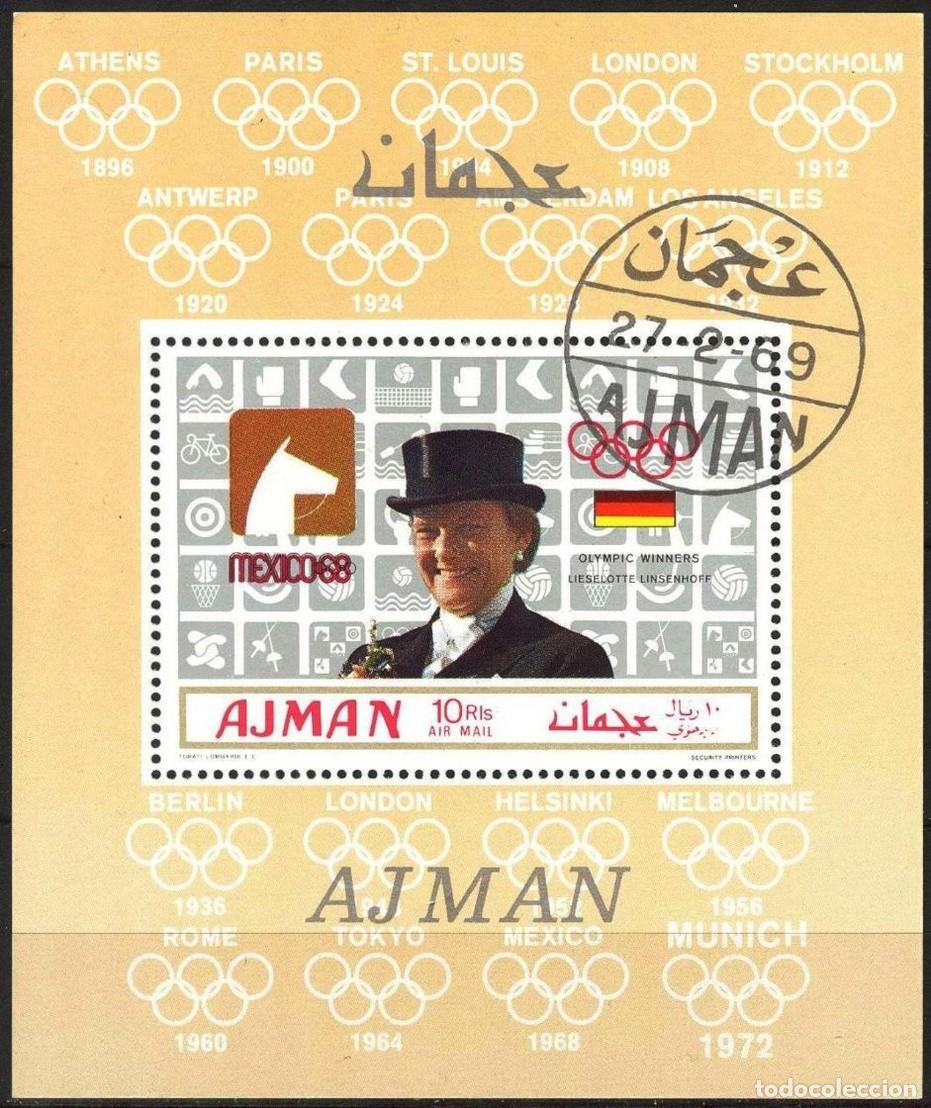 Sellos: AJMAN 1969 SHEET USED DELUXE MNH JUEGOS OLIMPICOS MEXICO OLYMPIC GAMES JEUX OLYMPIQUES DEPORTES