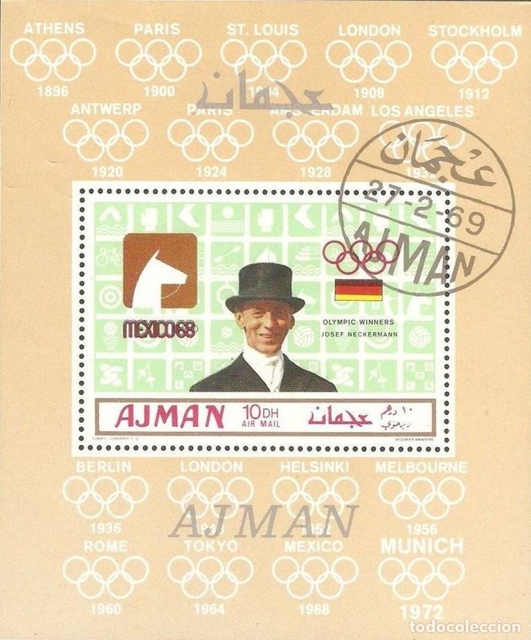 Sellos: AJMAN 1969 SHEET USED DELUXE MNH JUEGOS OLIMPICOS MEXICO OLYMPIC GAMES JEUX OLYMPIQUES DEPORTES
