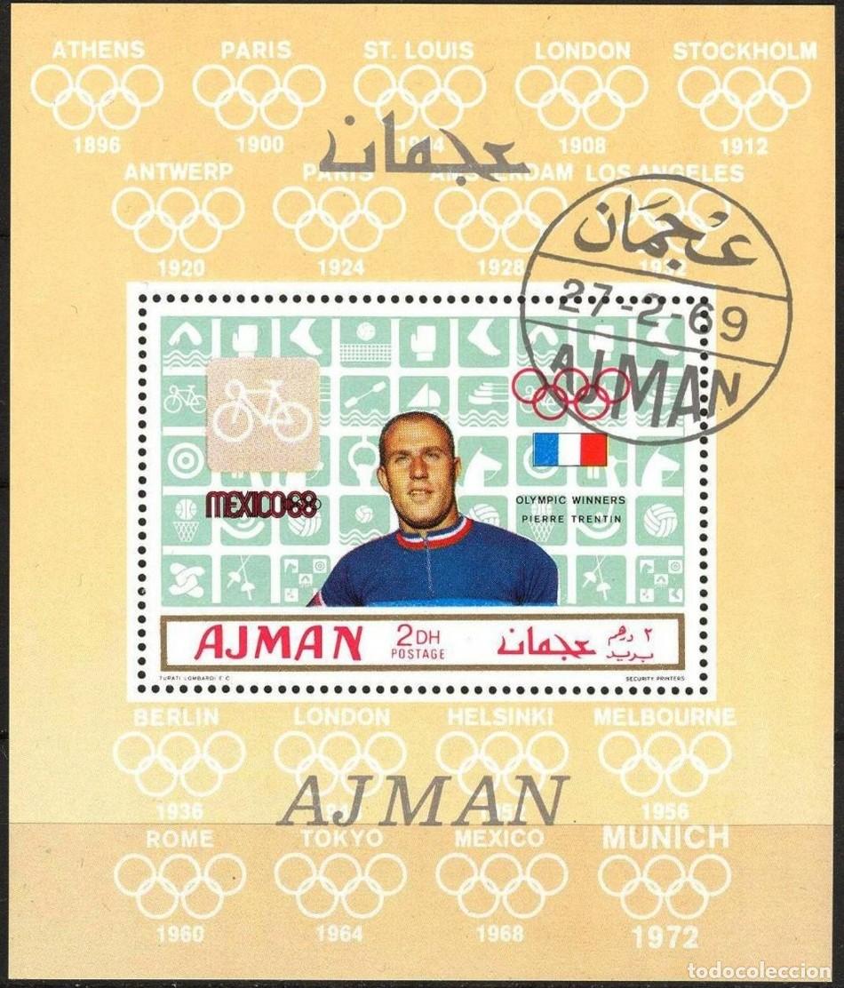 Sellos: AJMAN 1969 SHEET USED DELUXE MNH JUEGOS OLIMPICOS MEXICO OLYMPIC GAMES JEUX OLYMPIQUES DEPORTES