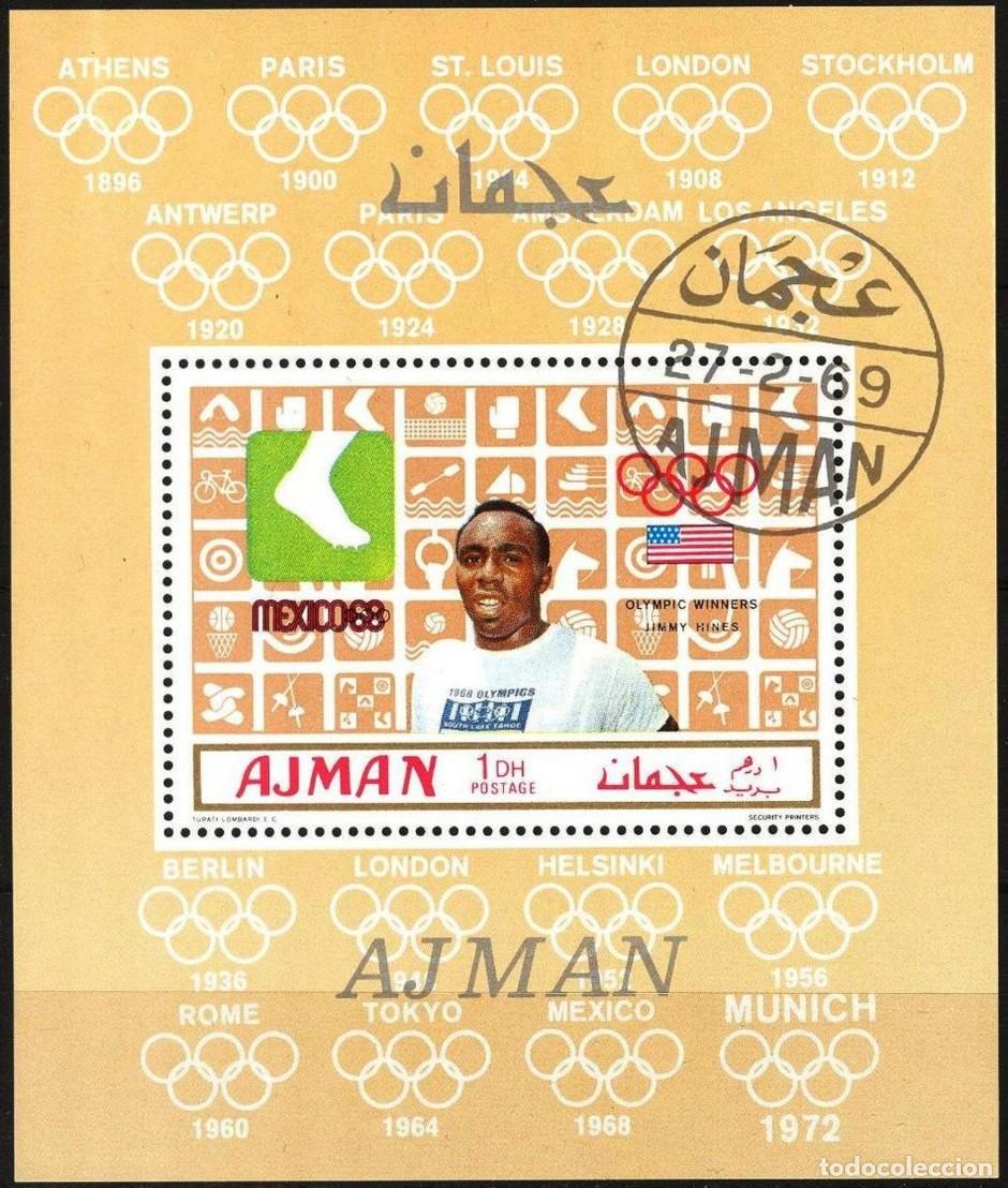 Sellos: AJMAN 1969 SHEET USED DELUXE MNH JUEGOS OLIMPICOS MEXICO OLYMPIC GAMES JEUX OLYMPIQUES DEPORTES