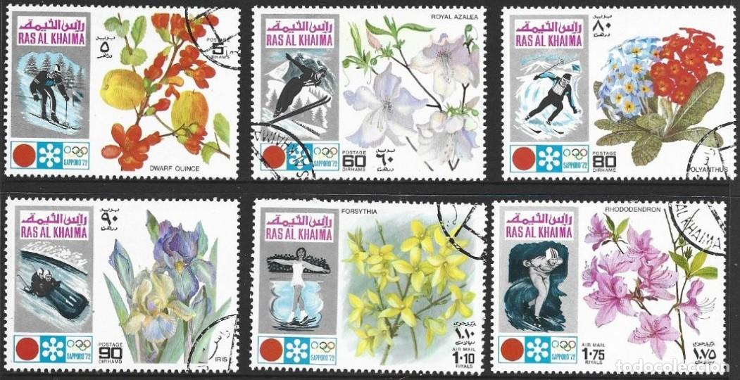 Sellos: RAS AL-KHAIMAH 1972 6 STAMPS USED MNH SAPPORO JUEGOS OLIMPICOS OLYMPIC GAMES DEPORTES FLORES FLOWERS