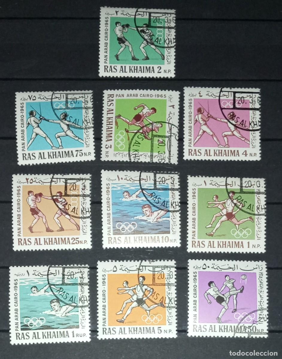 Sellos: RAS AL-KHAIMAH 1966 SERIE 10 STAMPS MNH USED JUEGOS PANARABICOS EL CAIRO DEPORTES PANARABES SPORTS