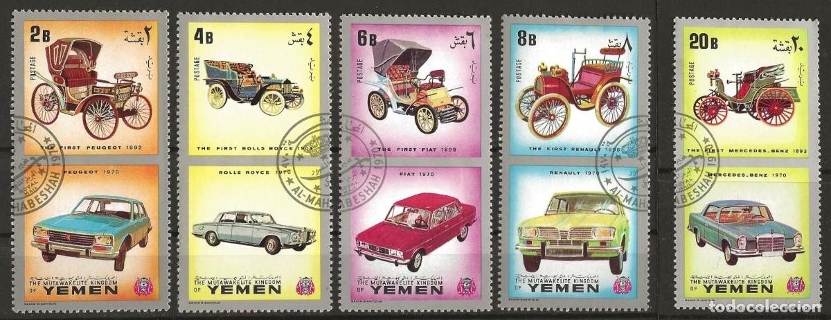 Sellos: YEMEN 1970 SERIE 10 STAMPS USED MNH COCHES ANTIGUOS Y MODERNOS EUROPEOS CARS AUTOMOVILES AUTOS