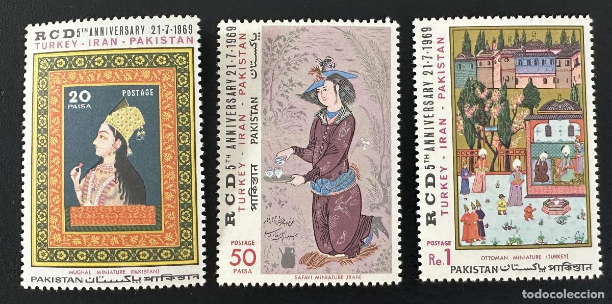 Sellos: Pakist&aacute;n 1969 Mi. 276-278 emisi&oacute;n conjunta RCD miniaturas Ir&aacute;n Turqu&iacute;a