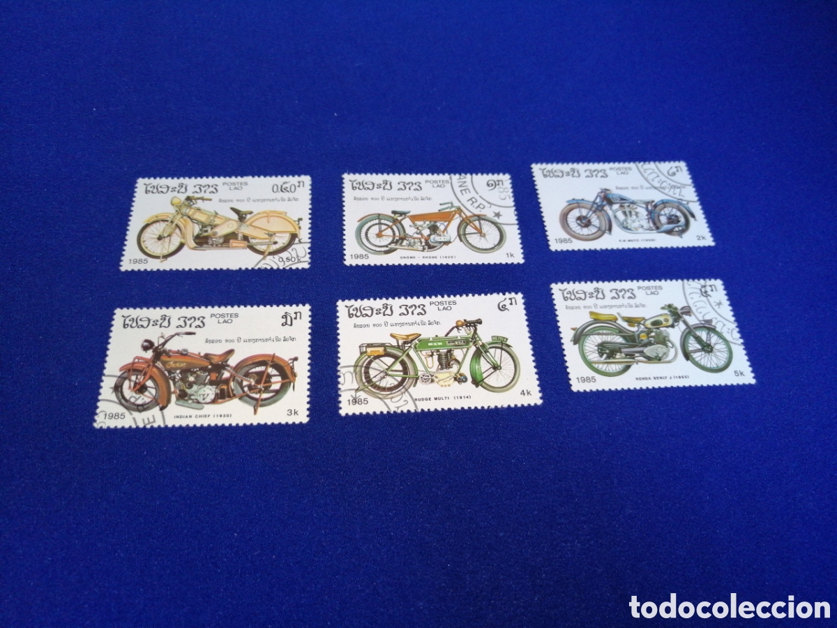 Sellos: LAOS LOTE MOTOCICLISMO SELLOS USADOS MATASELLADOS