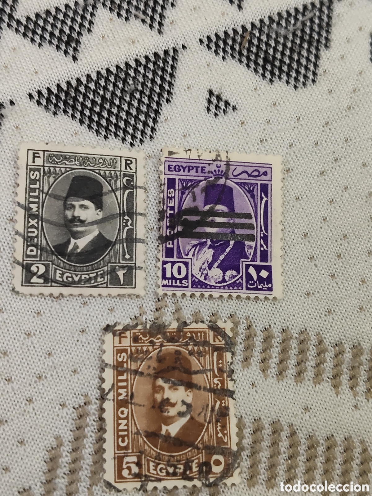 Sellos: 3 sellos de Egipto Rey Faruk l 1953 usados