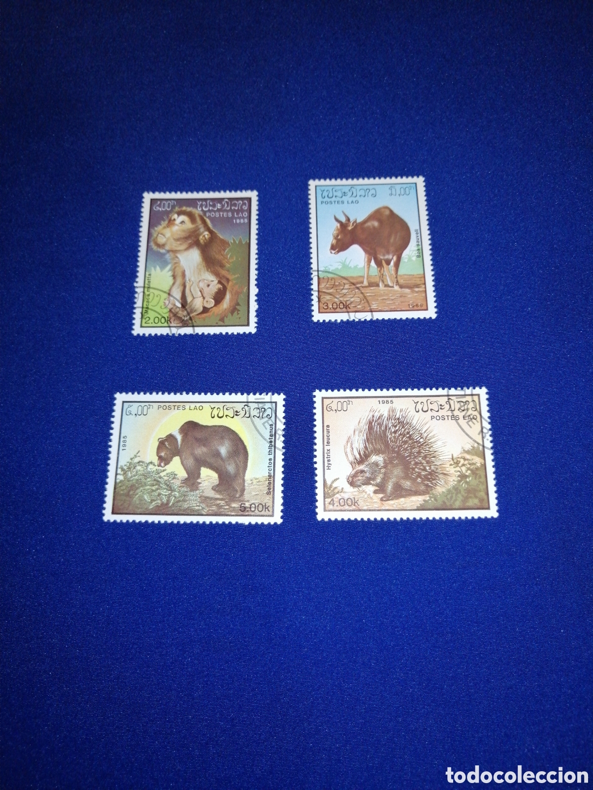 Sellos: LAOS LOTE ANIMALES SELLOS USADOS MATASELLADOS