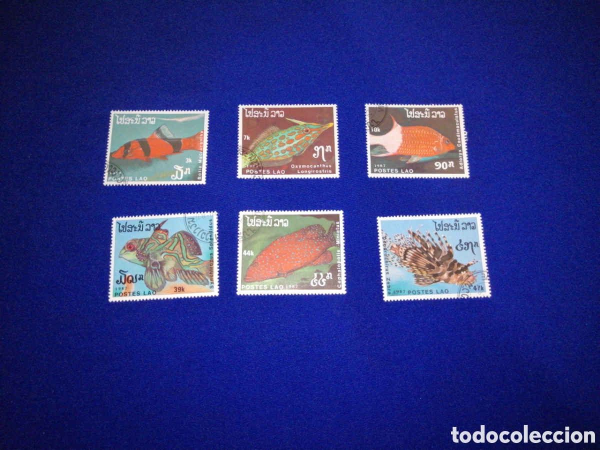 Sellos: LAOS LOTE PECES - PECADO SELLOS USADOS MATASELLADOS
