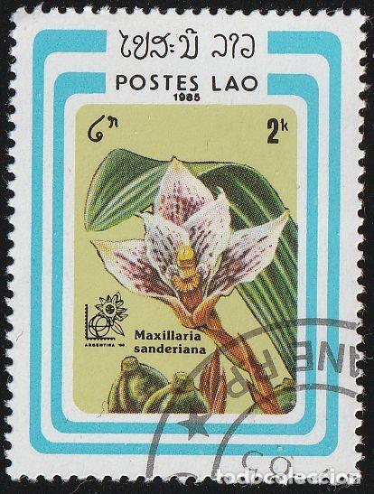 Sellos: Laos 1985 Scott 640 Sello * Flora Flores Orquideas Maxillaria Sanderiana Michel 841 Yvert 646 Stamp