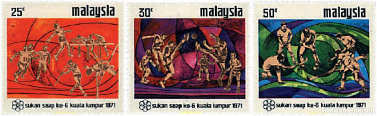 Sellos: 50414 MNH MALASIA 1971 6 JUEGOS DEPORTIVOS DEL SUD-ESTE ASIATICO.