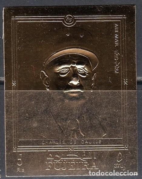 Sellos: FUJEIRA 1972 STAMP MNH IMPERF GOLD GENERAL CHARLES DE GAULLE