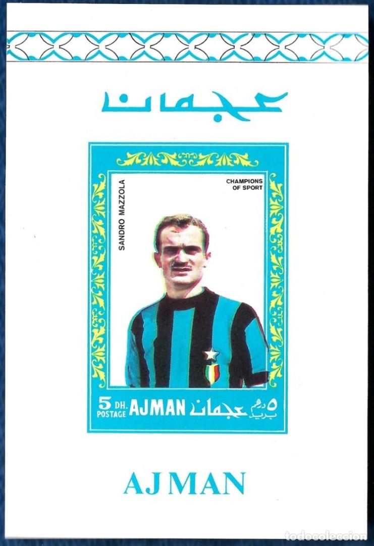 Sellos: AJMAN 1968 SHEET DELUXE MNH INTER DE MILAN SANDRO MAZZOLA CAMPEONES DEL DEPORTE FUTBOL FOOTBALL