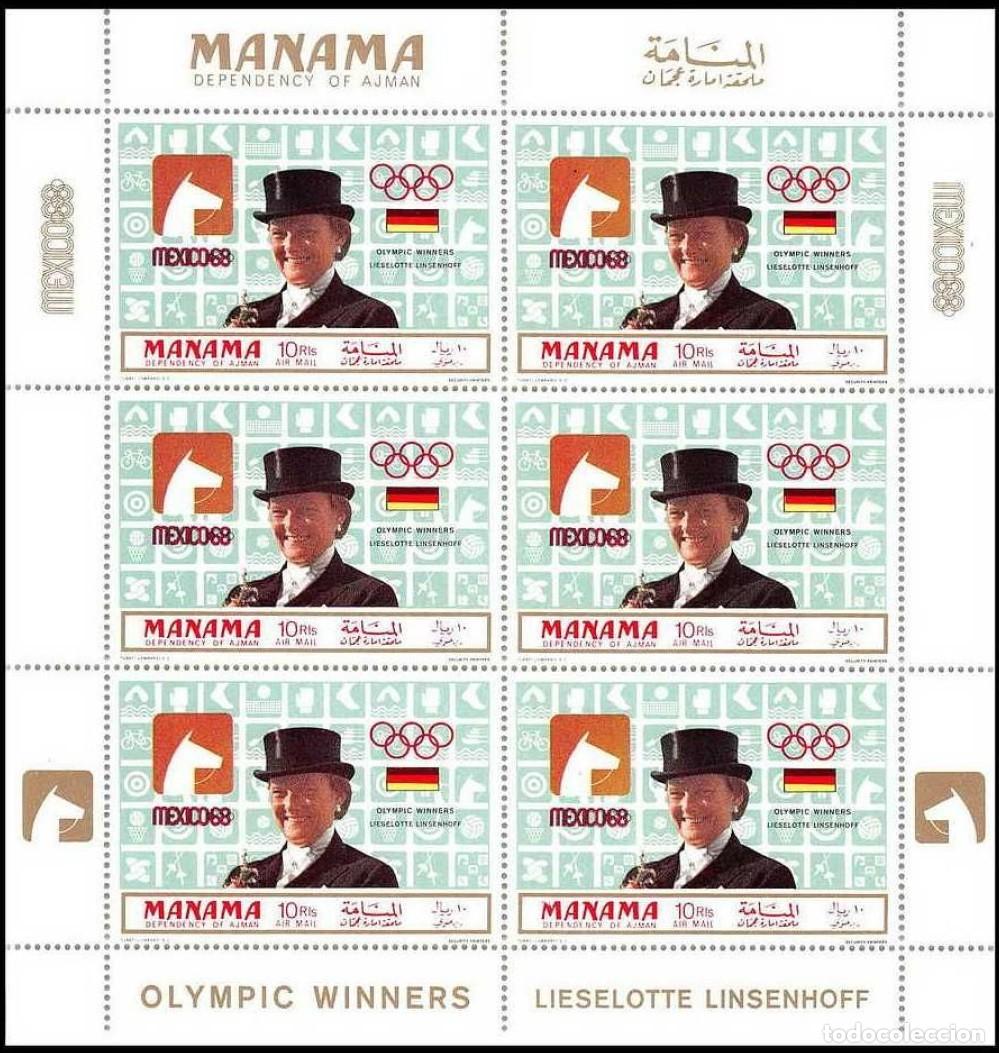 Sellos: MANAMA 1969 SHEET MNH MEXICO 72 JUEGOS OLIMPICOS OLYMPIC GAMES JEUX OLYMPIQUES DEPORTES SPORTS
