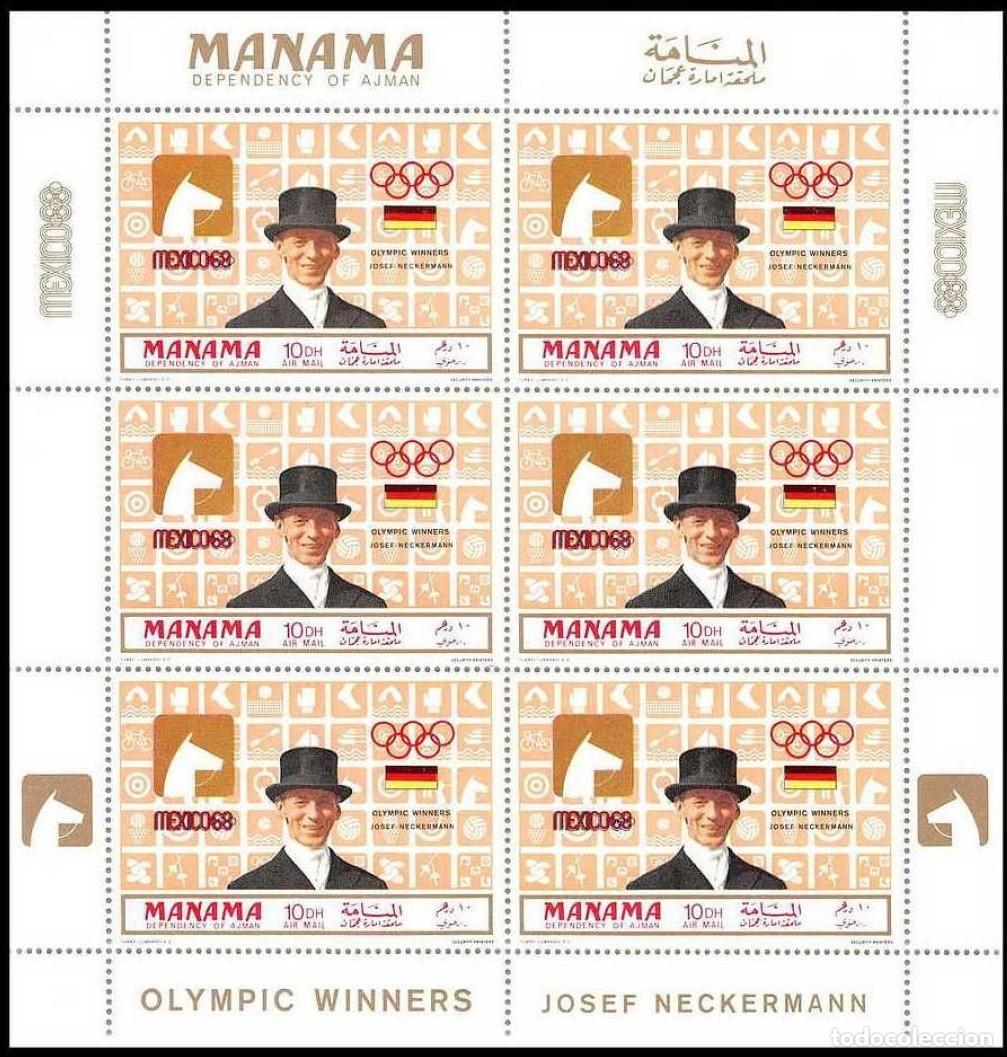 Sellos: MANAMA 1969 SHEET MNH MEXICO 72 JUEGOS OLIMPICOS OLYMPIC GAMES JEUX OLYMPIQUES DEPORTES SPORTS