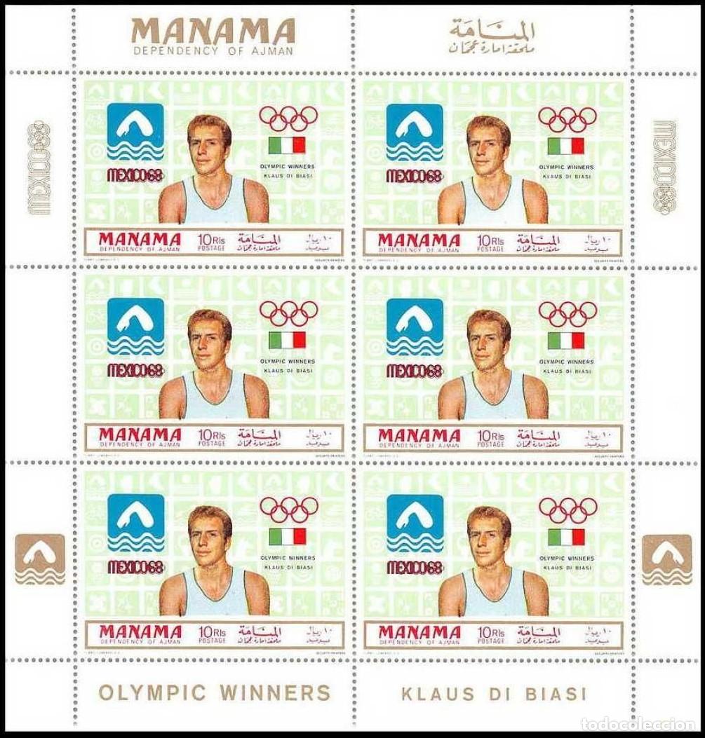 Sellos: MANAMA 1969 SHEET MNH MEXICO 72 JUEGOS OLIMPICOS OLYMPIC GAMES JEUX OLYMPIQUES DEPORTES SPORTS