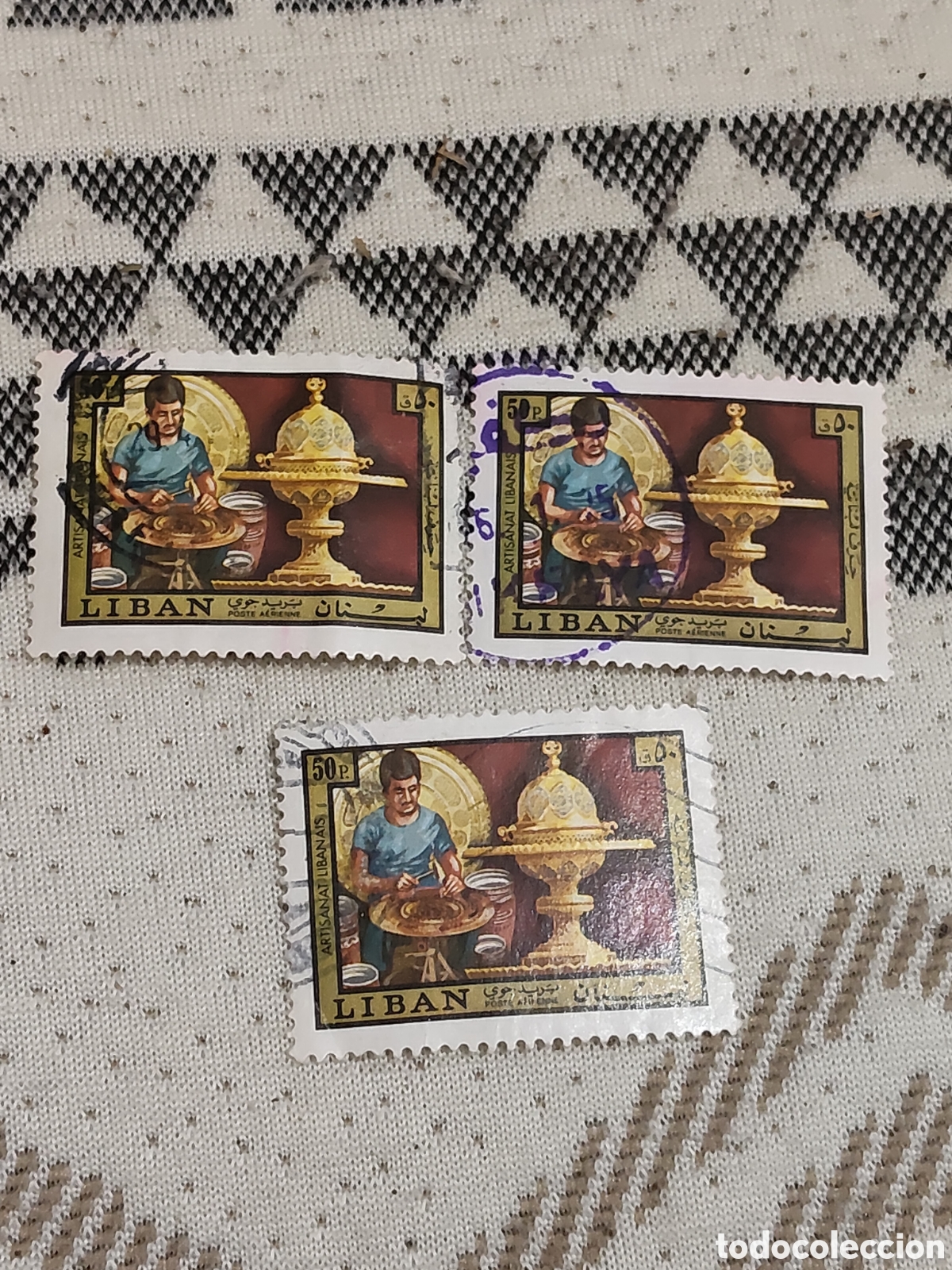 Sellos: 3 sellos del L&iacute;bano artesanos Libanesa 1973