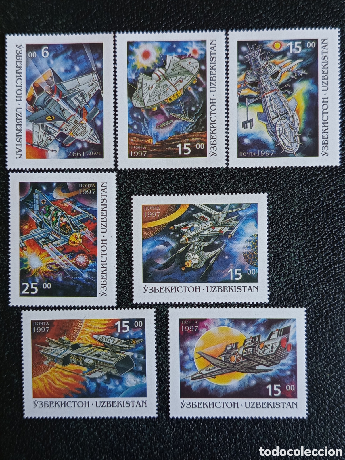 Sellos: Uzbekist&aacute;n 1997 Espacio Naves Serie Completa 7S MNH (Michel 124-130)