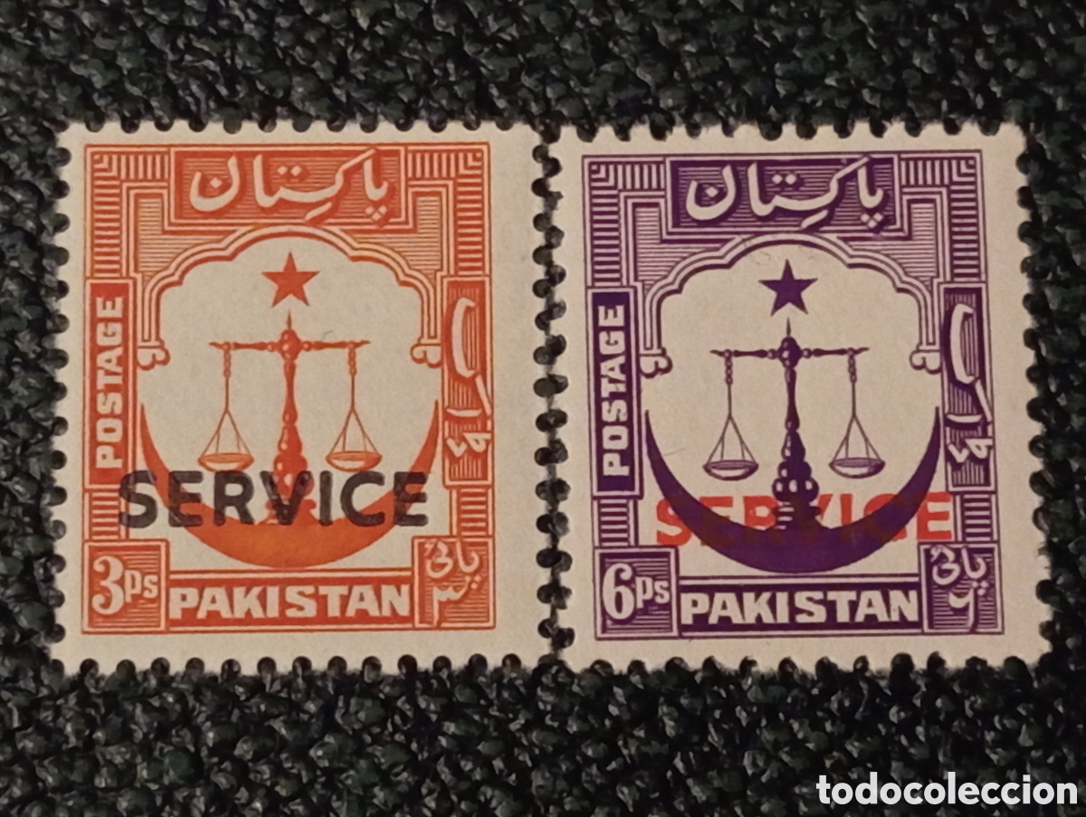 Sellos: Pakist&aacute;n 1948 - Oficiales Balanza de Justicia (Cat&aacute;logo Michel D15 y D16) MNH**